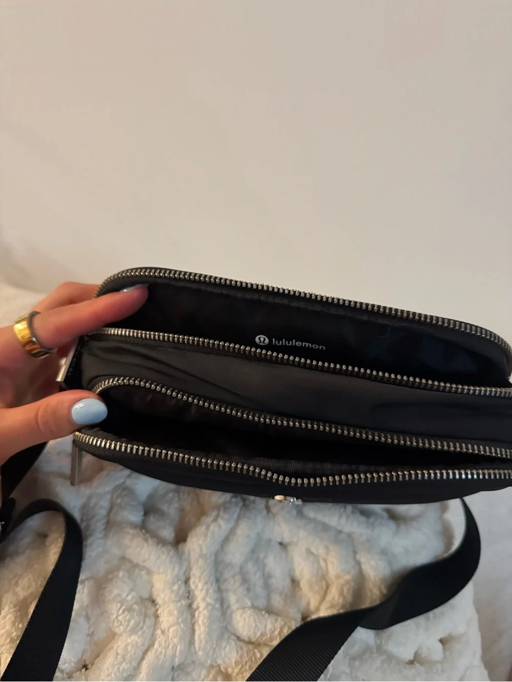 lululemon athletica Black Crossbody Camera Bag with Gold Hardware
